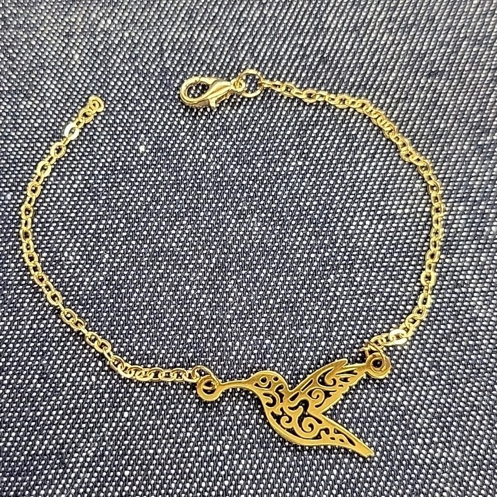 Bird Dove Gold Tone 7" + 2" Extension Bracelet